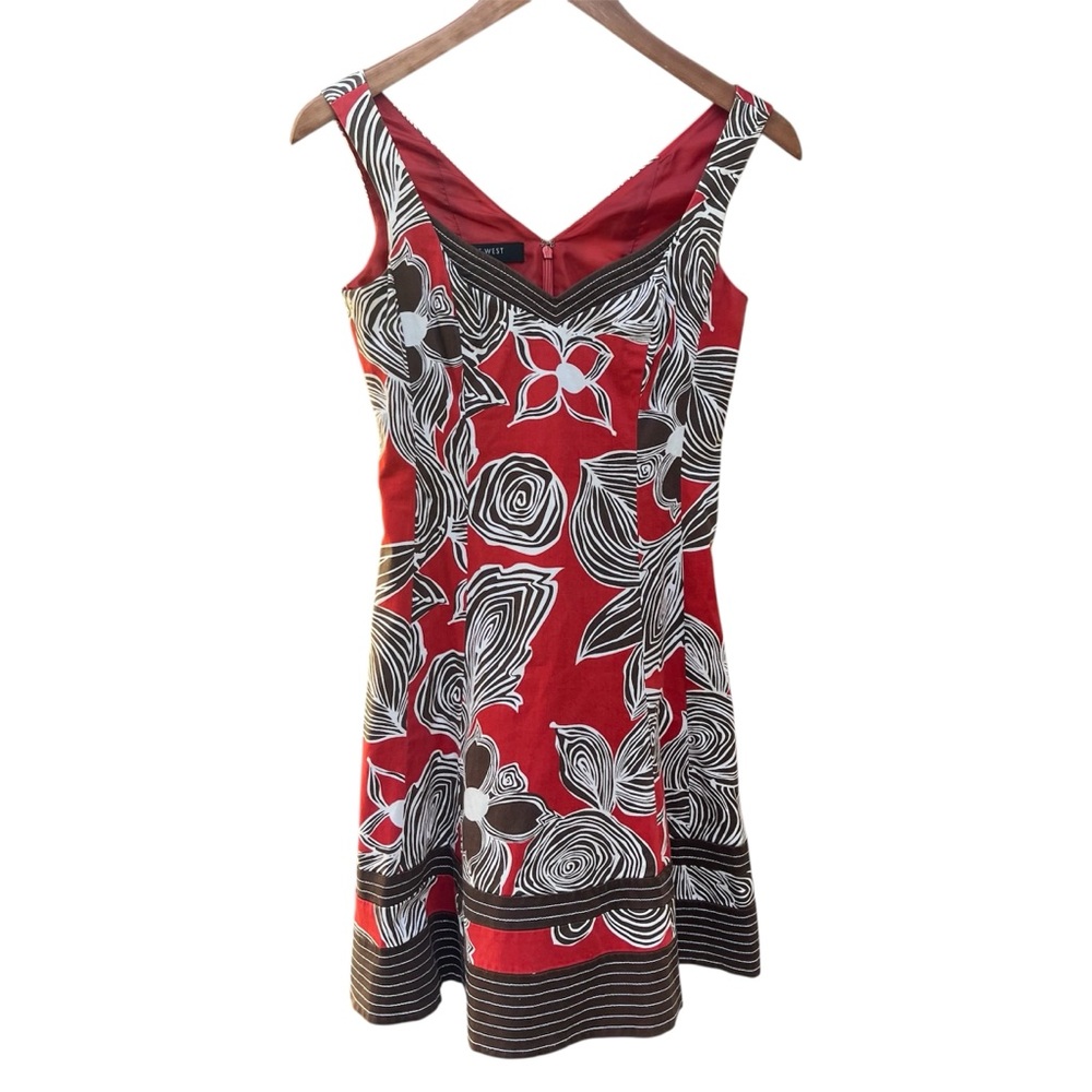 Nine West Floral Fit & Flare Dress 2P Petite V-Neck Sleeveless Mod Retro Mini